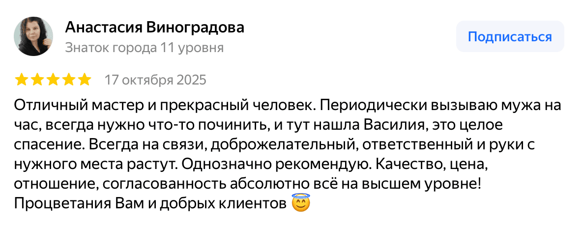 Отзыв Анастасия Виноградова — скриншот Яндекс.Карт